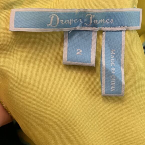 DRAPER James silk dress vine print piping detail goldtone zip lined women’s sz 2 - Picture 3 of 11